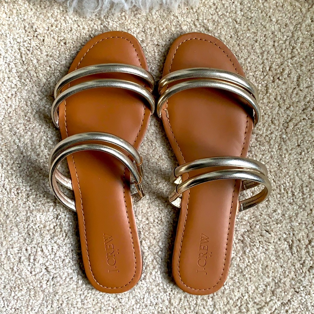 J.Crew shiny silver sandals. Size 8
